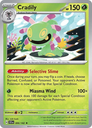 Cradily – Rare Reverse Holo – 006/142 – Stellar Crown