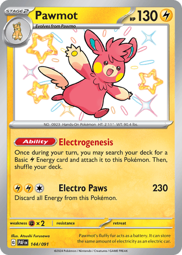 Pawmot – Shiny Rare – 144/091 – Paldean Fates