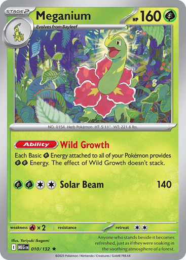 Meganium – Rare Reverse Holo – 010/132 – Mega Evolution