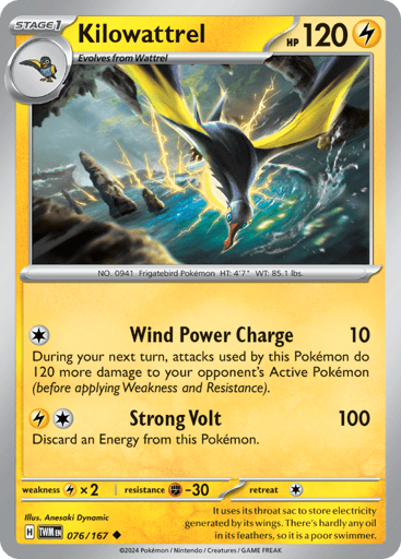 Kilowattrel – Uncommon Reverse Holo – 076/167 – Twilight Masquerade