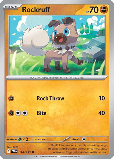 Rockruff – Common Reverse Holo – 116/193 – Paldea Evolved