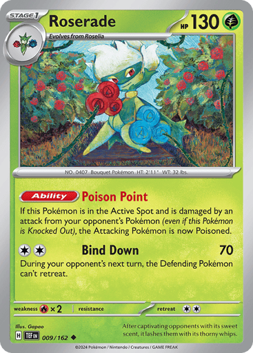Roserade – Uncommon Reverse Holo – 009/162 – Temporal Forces