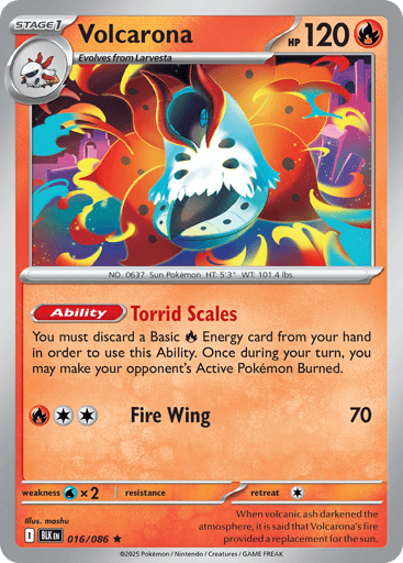 Volcarona – Rare Poké Ball Reverse Holo – 016/086 – Black Bolt