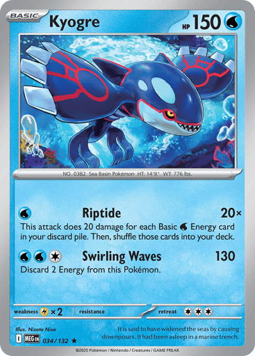 Kyogre – Rare Holo – 034/132 – Mega Evolution