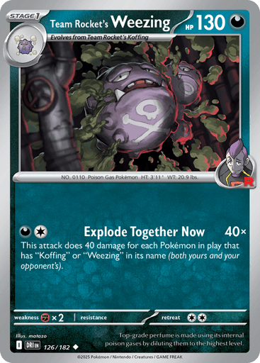 Team Rocket’s Weezing – Uncommon Reverse Holo – 126/182 – Destined Rivals