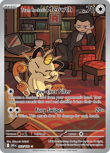 Team Rocket’s Meowth – Illustration Rare – 203/182 – Destined Rivals
