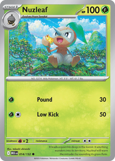 Nuzleaf – Common Reverse Holo – 014/132 – Mega Evolution