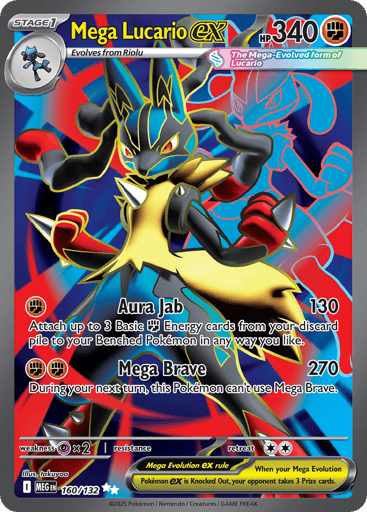 Mega Lucario ex – Ultra Rare – 160/132 – Mega Evolution