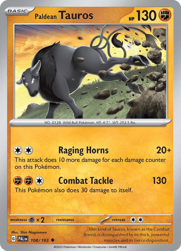 Paldean Tauros – Uncommon Reverse Holo – 108/193 – Paldea Evolved