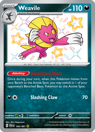 Weavile – Shiny Rare – 183/091 – Paldean Fates