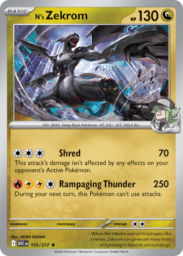 N’s Zekrom – Rare Reverse Holo – 155/217 – Ascended Heroes