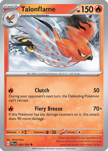 Talonflame – Uncommon Reverse Holo – 030/193 – Paldea Evolved