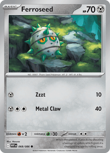 Ferroseed – Common Poké Ball Reverse Holo – 068/086 – White Flare
