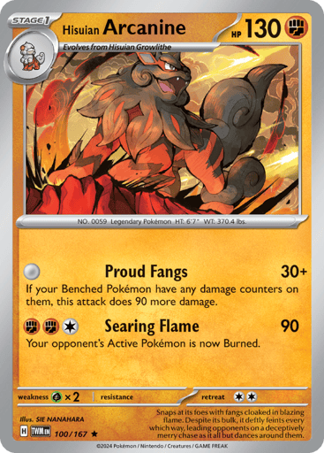 Hisuian Arcanine – Rare Holo – 100/167 – Twilight Masquerade