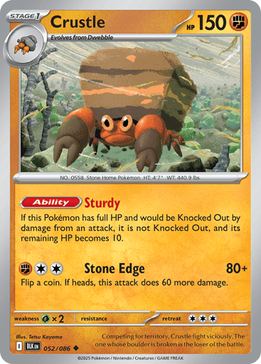 Crustle – Uncommon Poké Ball Reverse Holo – 052/086 – Black Bolt