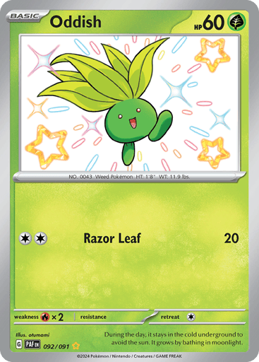 Oddish – Shiny Rare – 092/091 – Paldean Fates