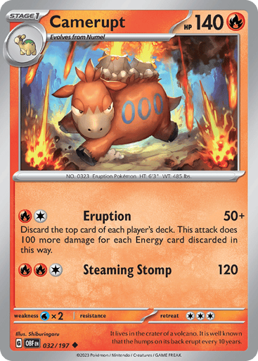 Camerupt – Uncommon Reverse Holo – 032/197 – Obsidian Flames