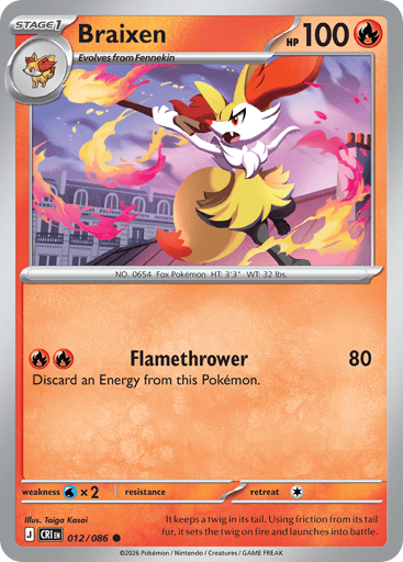 Braixen – Common Reverse Holo – 012/086 – Chaos Rising