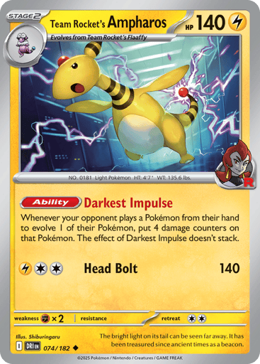 Team Rocket’s Ampharos – Uncommon – 074/182 – Destined Rivals