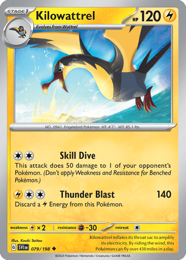Kilowattrel – Uncommon Reverse Holo – 079/198 – Scarlet & Violet