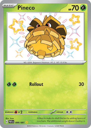 Pineco – Shiny Rare – 099/091 – Paldean Fates