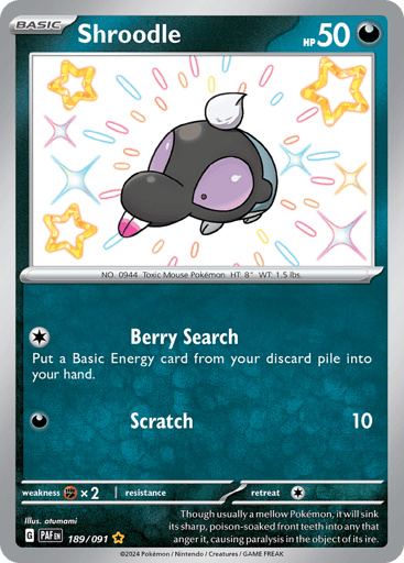 Shroodle – Shiny Rare – 189/091 – Paldean Fates