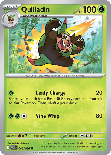 Quilladin – Common Reverse Holo – 006/086 – Chaos Rising