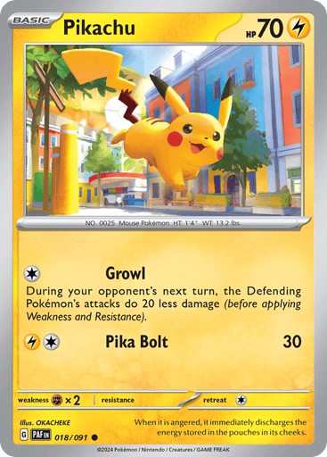 Pikachu – Common Reverse Holo – 018/091 – Paldean Fates
