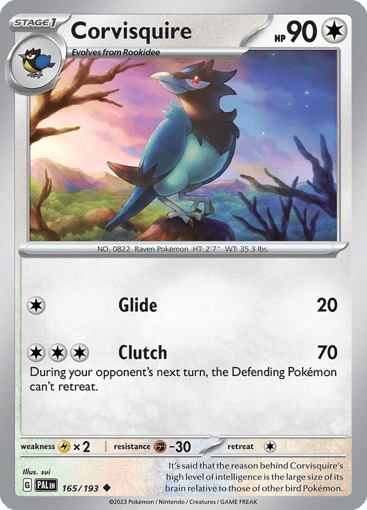 Corvisquire – Uncommon Reverse Holo – 165/193 – Paldea Evolved