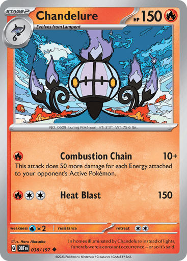 Chandelure – Uncommon Reverse Holo – 038/197 – Obsidian Flames