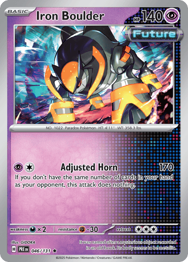 Iron Boulder – Rare Master Ball Reverse Holo – 046/131 – Prismatic Evolutions