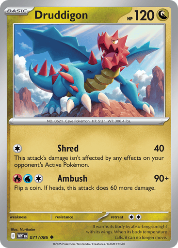 Druddigon – Uncommon Poké Ball Reverse Holo – 071/086 – White Flare