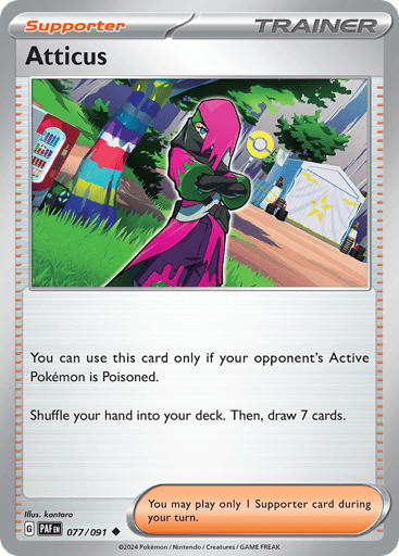 Atticus – Uncommon Reverse Holo – 077/091 – Paldean Fates