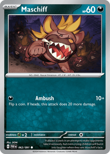 Maschiff – Common Reverse Holo – 062/091 – Paldean Fates