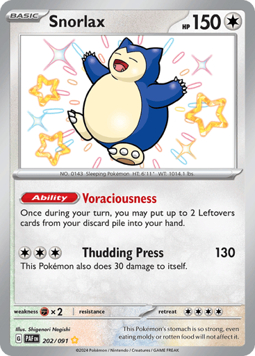 Snorlax – Shiny Rare – 202/091 – Paldean Fates