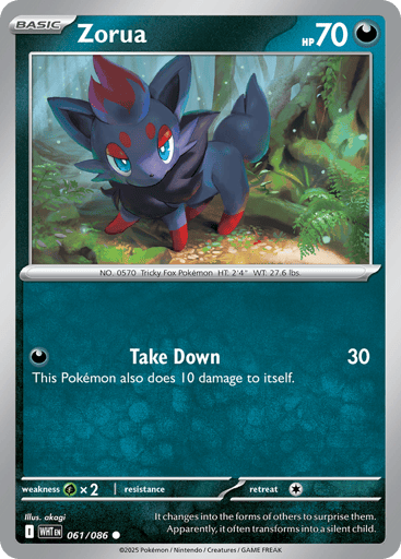 Zorua – Common Master Ball Reverse Holo – 061/086 – White Flare
