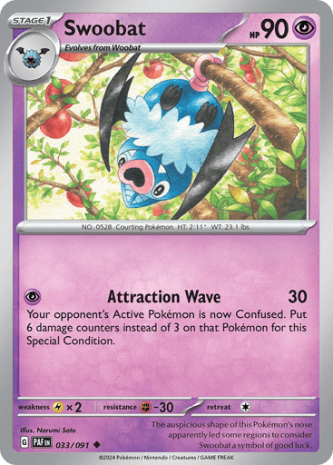 Swoobat – Uncommon – 033/091 – Paldean Fates