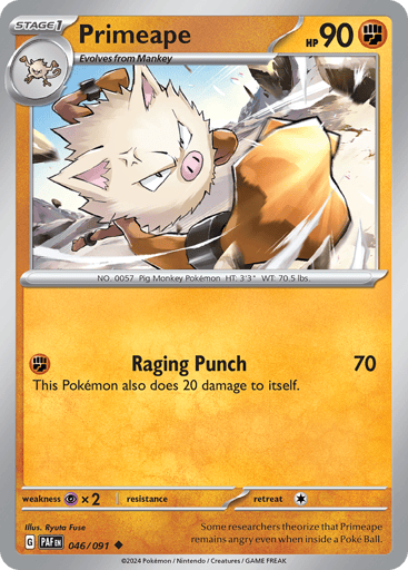 Primeape – Uncommon Reverse Holo – 046/091 – Paldean Fates