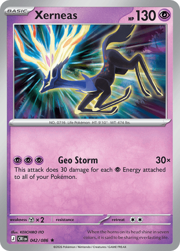 Xerneas – Rare Reverse Holo – 042/086 – Chaos Rising