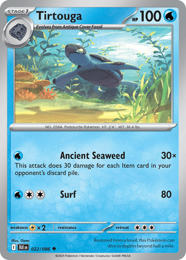 Tirtouga – Uncommon Master Ball Reverse Holo – 022/086 – Black Bolt
