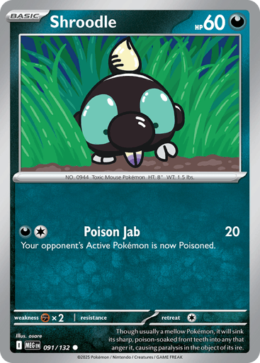 Shroodle – Common Reverse Holo – 091/132 – Mega Evolution