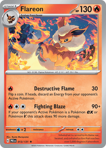 Flareon – Rare Master Ball Reverse Holo – 013/131 – Prismatic Evolutions