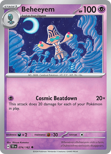 Beheeyem – Uncommon Reverse Holo – 074/162 – Temporal Forces