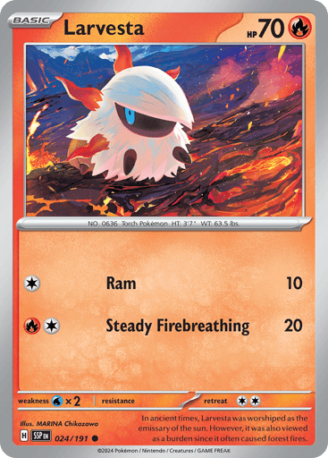 Larvesta – Common Reverse Holo – 024/191 – Surging Sparks