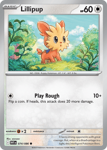 Lillipup – Common Poké Ball Reverse Holo – 074/086 – White Flare