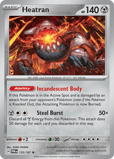 Heatran – Rare Holo – 123/167 – Twilight Masquerade