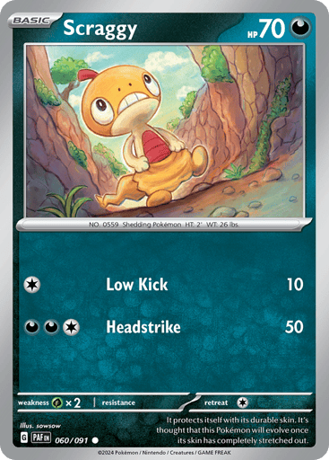 Scraggy – Common Reverse Holo – 060/091 – Paldean Fates