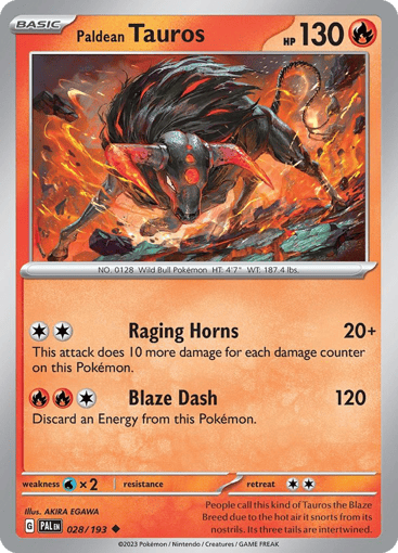 Paldean Tauros – Uncommon – 028/193 – Paldea Evolved