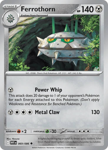 Ferrothorn – Uncommon Master Ball Reverse Holo – 069/086 – White Flare