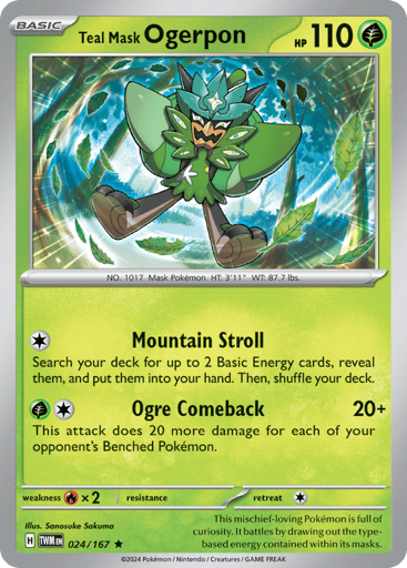 Teal Mask Ogerpon – Rare Holo – 024/167 – Twilight Masquerade